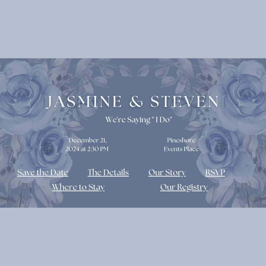 Blue Floral DIY Wedding Website
