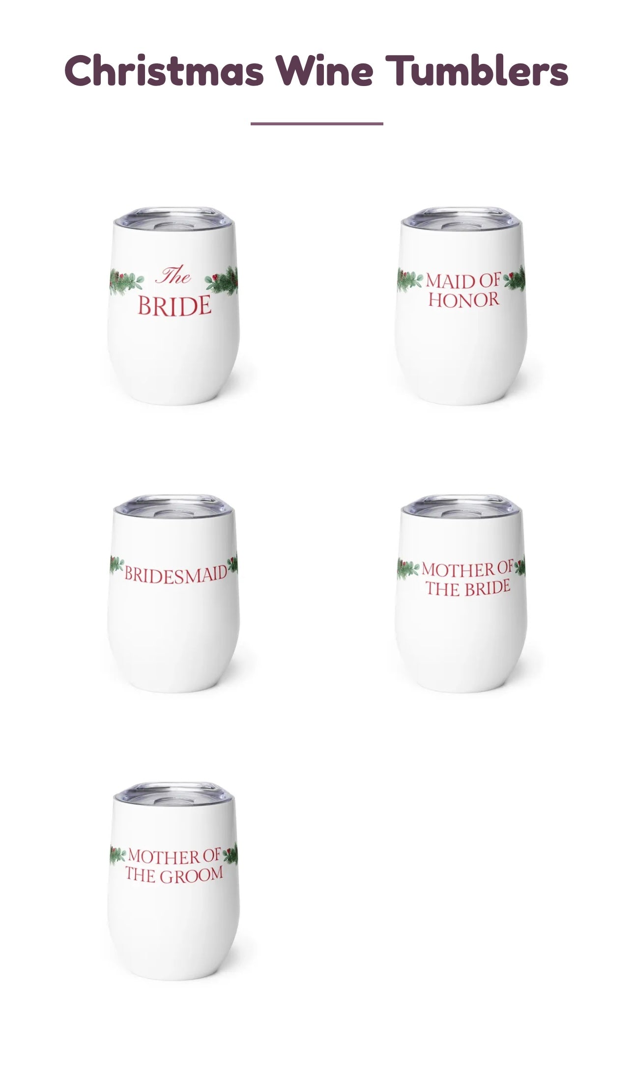 Christmas Bridal Party Tumblers