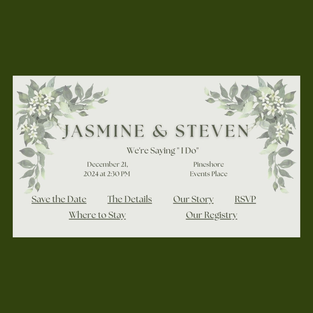 Green Simple DIY Wedding Website