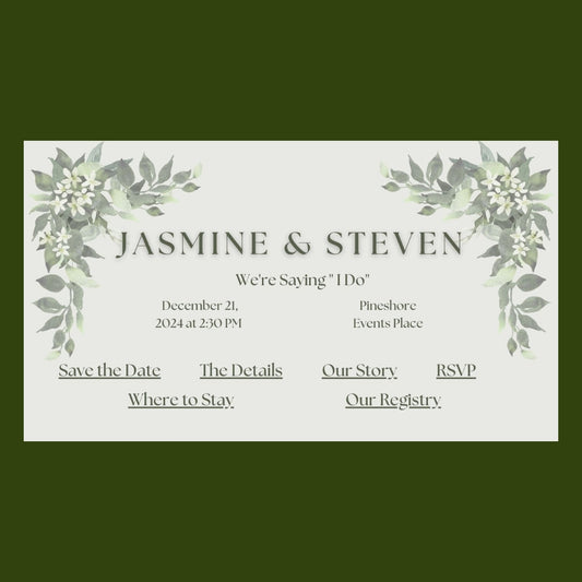 Green Simple DIY Wedding Website