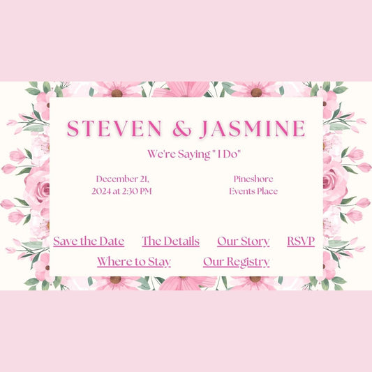 Pink Floral DIY Wedding Website